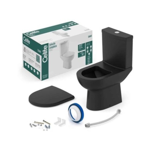 Vaso Sanitário Com Caixa Acoplada E Itens De Instalaçao Assento Termofixo Smart Mate Black Celite - Imagem principal - 94effee6-7b61-4111-8772-446ec2f6b024