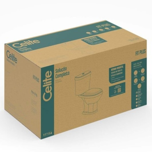 Vaso Sanitário Com Caixa Acoplada E Itens De Instalaçao Fit Plus Cinza Prata Celite - Imagem principal - a5a010cd-554c-4407-abd7-cdb2a125b2df