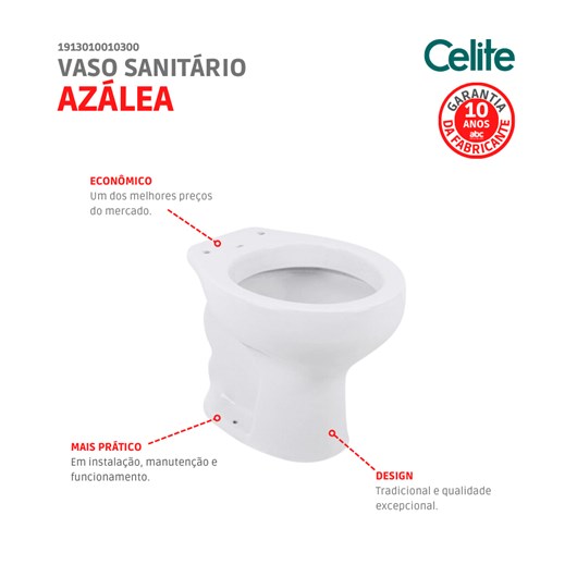 Vaso Sanitário Convencional Azálea 01 Branco Celite - Imagem principal - 72bb78a3-426c-46a0-ad3b-1f8aa090b489