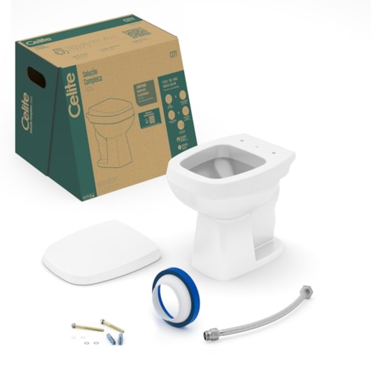 Vaso Sanitário Convencional Com Acessórios De Instalaçao City Cinza  Celite - Imagem principal - b7777627-1d65-4cea-9f36-2b9272a72108