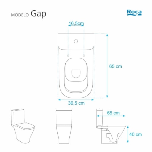 Vaso Sanitário Convencional Gap Branco Roca - Imagem principal - 33cd843b-6297-422b-a1b4-be3fdb53c73b