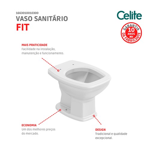 Vaso Sanitário Fit Branco Celite - Imagem principal - 459dcd3d-b534-4109-97b5-2cfd3fb650b0