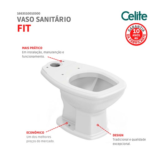 Vaso Sanitário Para Caixa Acoplada Fit Branco Celite - Imagem principal - c566700c-a6e8-4e54-9efc-3b021bd73121
