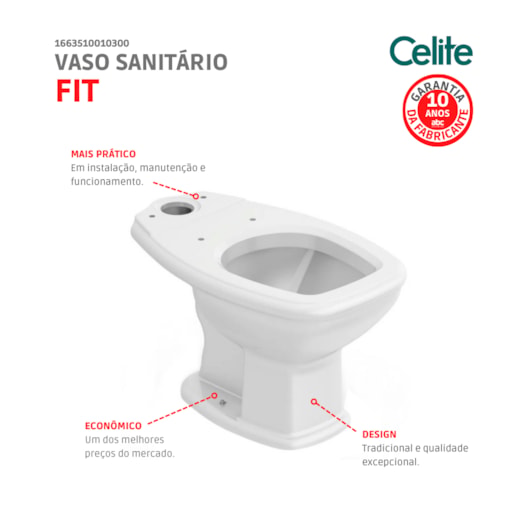 Vaso Sanitário Para Caixa Acoplada Fit Branco Celite - Imagem principal - 427ed891-ded8-4f6a-b936-72d221e88d1b