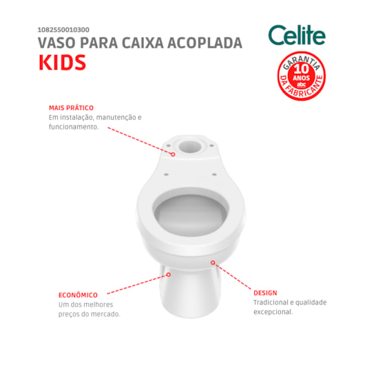 Vaso Sanitário Para Caixa Acoplada Infantil Branco Celite - Imagem principal - 05ac1849-39f3-4ebc-9f1a-b261ef6437bb