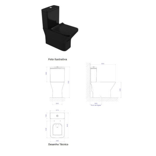 Vaso Sanitário Para Caixa Acoplada Living Ébano Deca - Imagem principal - 6357f412-b726-466c-b9e6-bf2c50cc986c