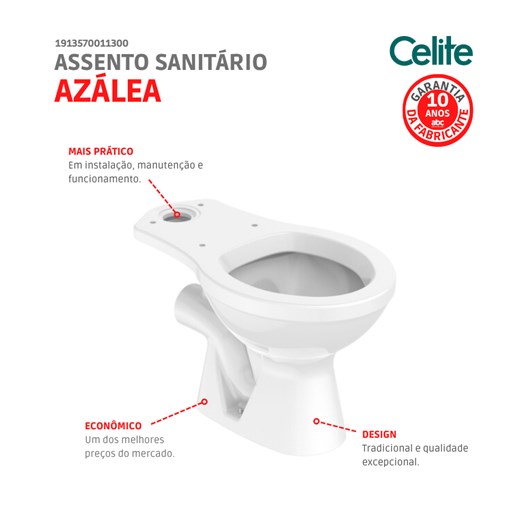 Vaso Sanitário Para Caixa Acoplada Saída Horizontal Azalea Branco Celite - Imagem principal - e2a53101-016d-414d-9b78-8bb524821da3