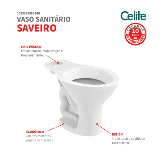 Vaso Sanitário Para Caixa Acoplada Saveiro Pergamon Celite - Imagem principal - 8526fc4a-6ac9-4828-a83a-768cb58d5e36
