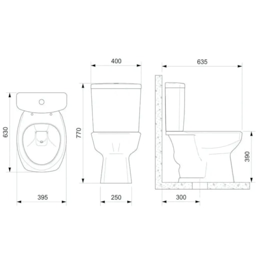Vaso Sanitário Para Caixa Acoplada Thema Plus Cinza Incepa - Imagem principal - 6156a7a9-425c-4812-acf0-e82508501dc7