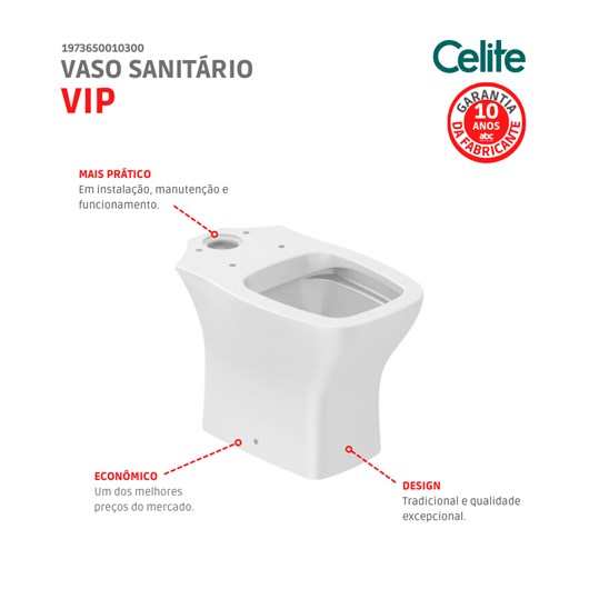 Vaso Sanitário Para Caixa Acoplada Vip Branco Celite - Imagem principal - 87d4887a-464e-42d3-b2c2-9b53224658ac