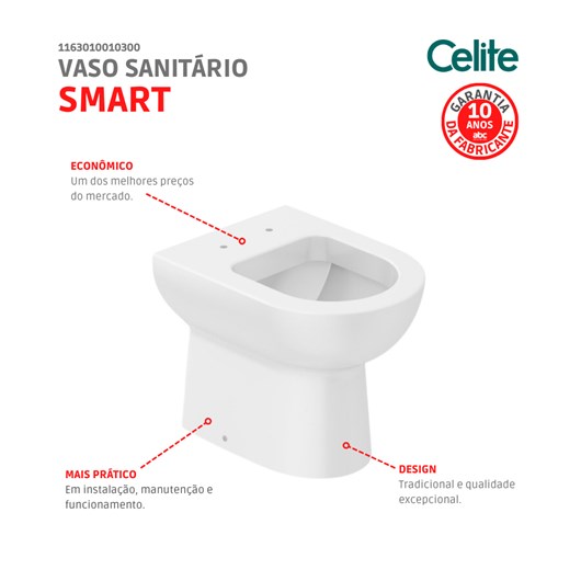 Vaso Sanitário Smart Branco Celite - Imagem principal - 989ed328-0ffc-4925-af0d-c2f11ba102c4