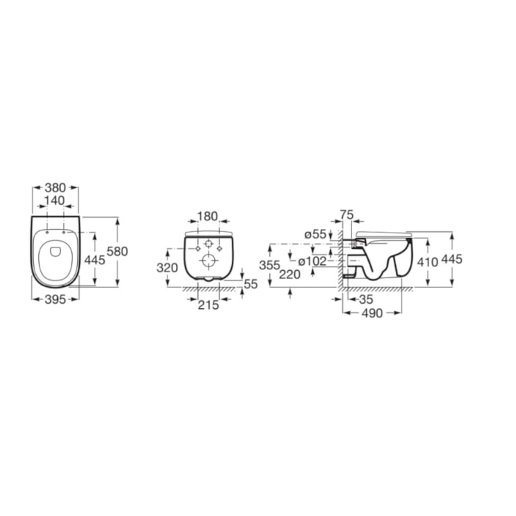 Vaso Sanitário  Suspenso Rimless Beyond Black Matte Roca