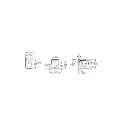 Vaso Sanitário Suspenso Rimless Inspira Square Blanco Mate Roca - Imagem principal - 5ec2a17e-6014-48d5-944c-76a112027c93