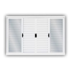 Veneziana 6 Folhas Vidro Liso Aço Minas Sul Branco MGM 120x150x12cm