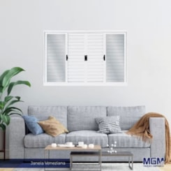 Veneziana 6 Folhas Vidro Liso Aço Minas Sul Branco MGM 120x150x12cm