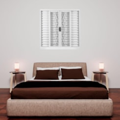 Veneziana 6 Folhas Vidro Liso Com Grade Elo Branco MGM 120x200cm