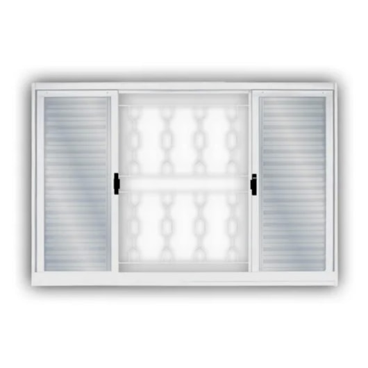 Veneziana 6 Folhas Vidro Liso Com Grade Elo Branco MGM 120x200cm - Imagem principal - bf9ae7d9-ff69-4c90-9e43-96d03abc273c