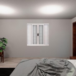 Veneziana 6 Folhas Vidro Liso Com Grade Quadriculada Branco MGM