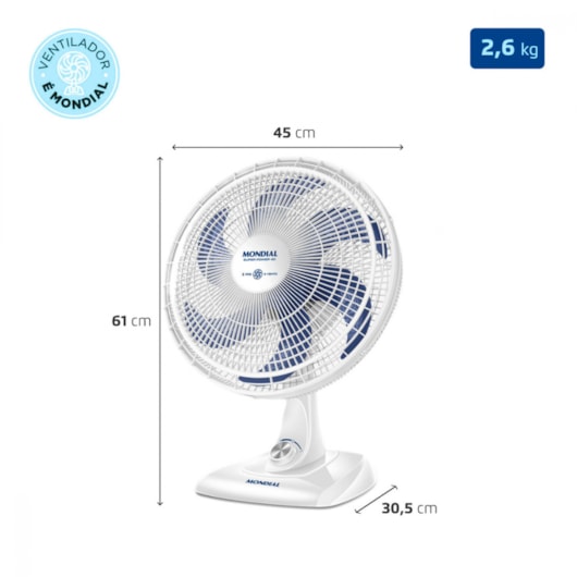 Ventilador Super Power VS Branco E Azul Mondial 40cm 127V 140W - Imagem principal - d9195a63-9bee-451c-ad05-3b8c502c3d2e