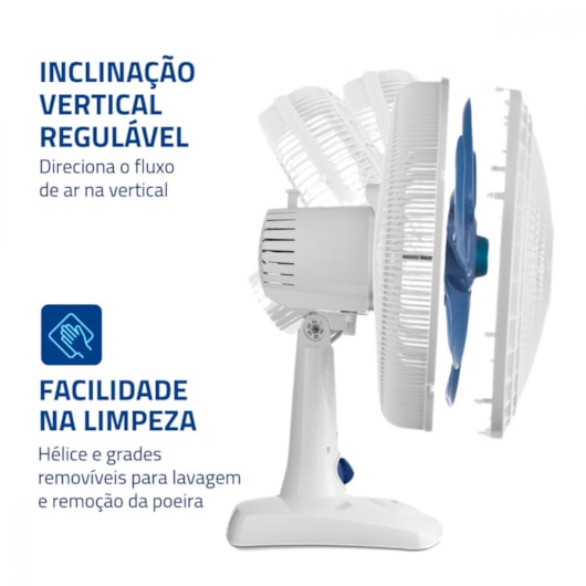 Ventilador Super Power VSP Branco E Azul Mondial 30cm 127V 60W - Imagem principal - e9a22959-1d7c-496d-941d-4c4f58b50601