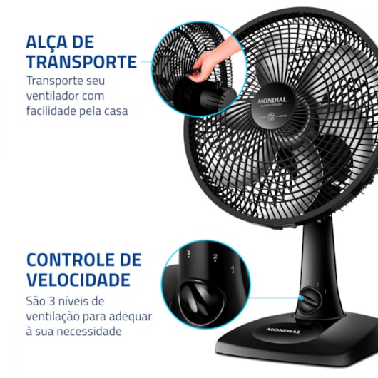 Ventilador Super Power VSP30B Preto Mondial 30cm 127V 60W - Imagem principal - d96e6dc8-655a-4fc2-ae5e-877f27844a6c