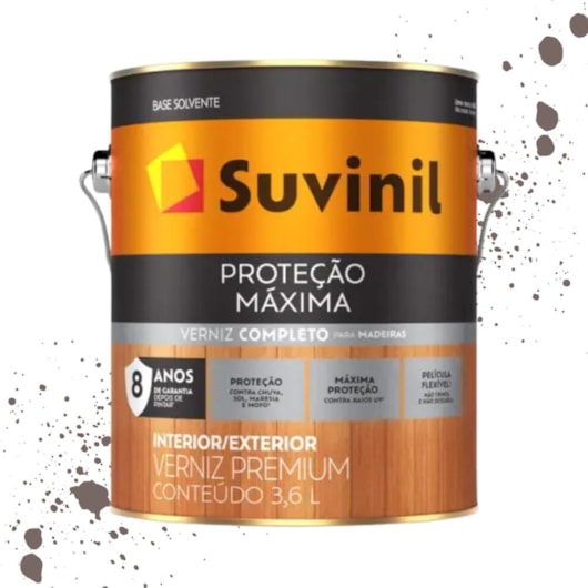 Verniz Proteção Maxima Brilhante Mogno Suvinil 3,6L - Imagem principal - 9bfb9ee4-2e60-41f9-9ba9-88ca49337789