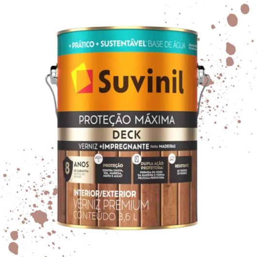 Verniz Proteção Maxima Deck Acetinado Imbuia Suvinil 3,6L - Imagem principal - 82363841-cf50-40b1-8212-8e318774f983