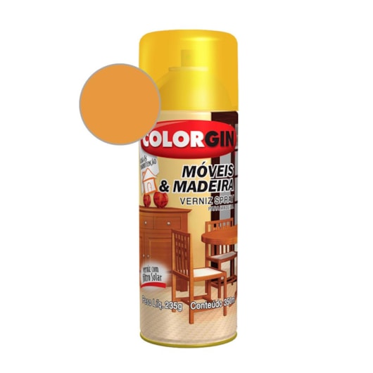Verniz Spray  Brilhante Móveis E Madeira Natural  Colorgin 235g - Imagem principal - 7cfd0c8d-de6d-4484-a0f3-af69dd442aff